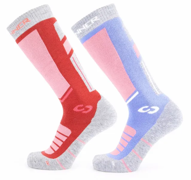 Sinner Pro Skisokken - Dames - Roze/Blauw - 2 Paar 1 Sinner Pro Skisokken - Dames - Roze/Blauw - 2 Paar