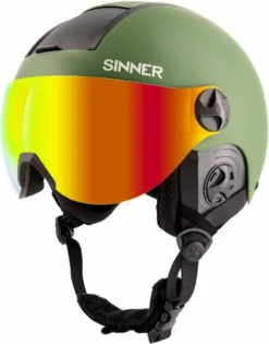 Sinner Bullit Visor Skihelm Met Vizier - Groen - Rode Lens