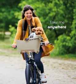 Basil Buddy Hondenfietsmand - Voorop - Zand -Gelukkig Sporten 1900 1712 mand achter zandbruin