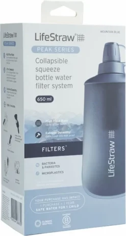 Lifestraw Peak Opvouwbare Waterfilter Fles - 650 Ml - Blauw -Gelukkig Sporten 1900 1900 00104066 07