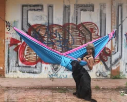 Ticket To The Moon Hangmat 2 Persoons Original Double - Pink/Aqua -Gelukkig Sporten 900 1114 img 2447