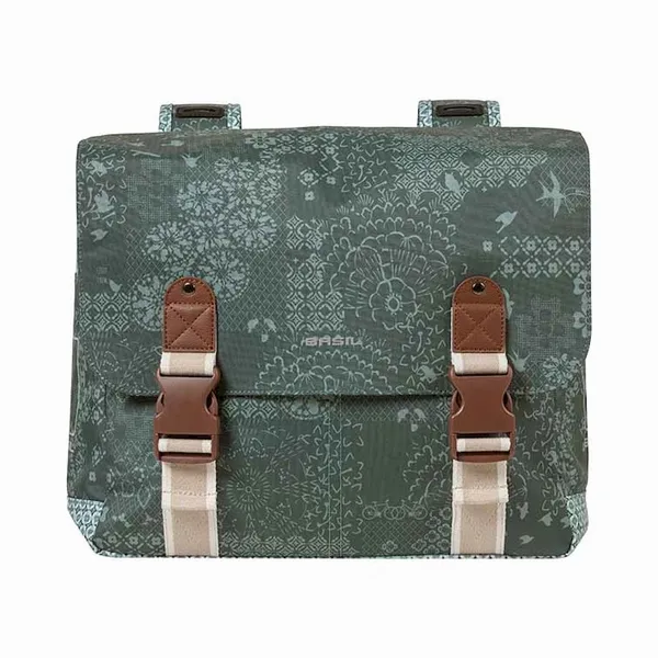 Basil Boheme Dubbele Fietstas - 35 Liter - Groen 2 Basil Boheme Dubbele Fietstas - 35 Liter - Groen - Afbeelding 2