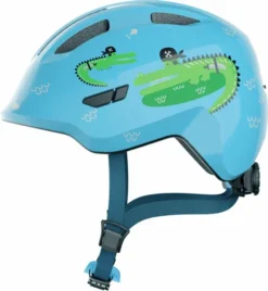 Abus Smiley 3.0 Kinderfietshelm - Blauw - Krokodil 28 Abus Smiley 3.0 Kinderfietshelm - Blauw - Krokodil -Gelukkig Sporten abus fietshelm blue croco