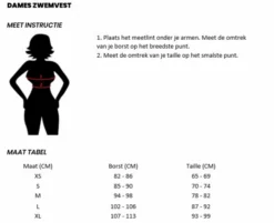 Jobe Unify Dames Zwemvest - Roze 15 Jobe Unify Dames Zwemvest - Roze -Gelukkig Sporten maattabel dames zwemvest 1