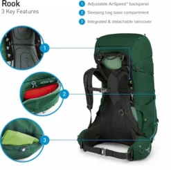 Osprey Rook Backpack - 65 Liter - Zwart -Gelukkig Sporten osprey rook features